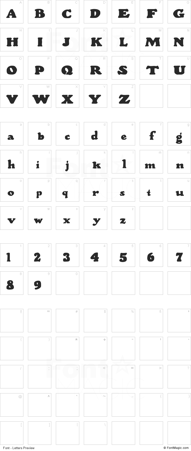 Wood Stevens Bold Font - All Latters Preview Chart
